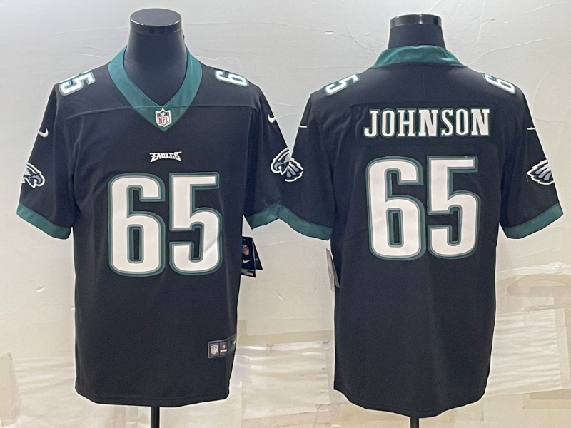 Men's Philadelphia Eagles Fred Johnson #65 Black Game Jersey1