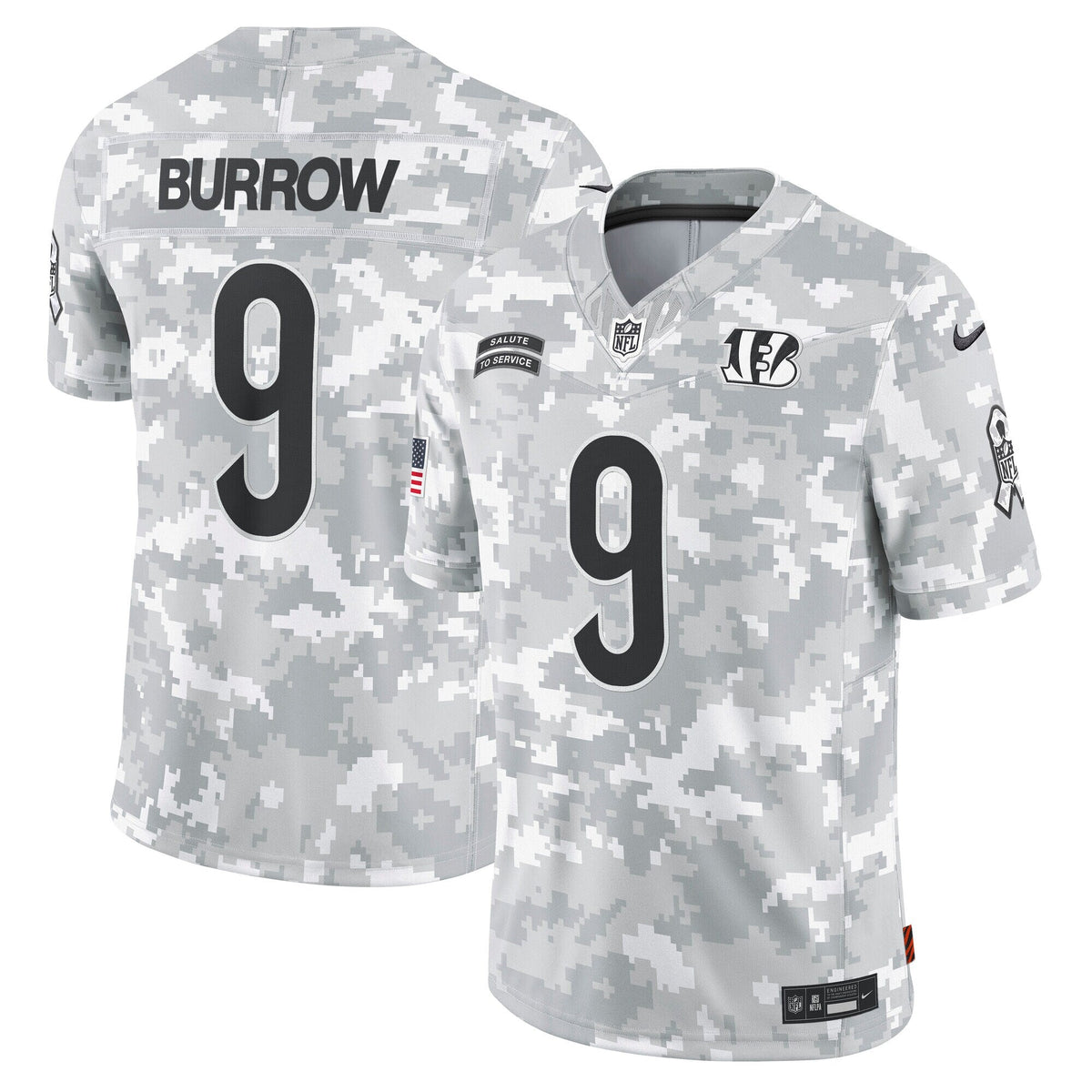 Joe Burrow Cincinnati Bengals  2024 Salute to Service Limited Jersey - Arctic Camo