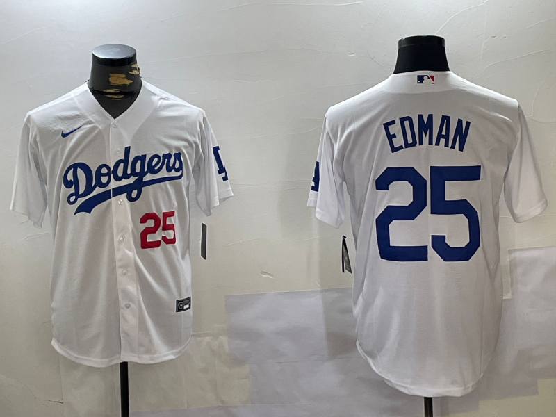 Men's Los Angeles Dodgers Tommy Edman #25 White Home Replica Player Jersey1