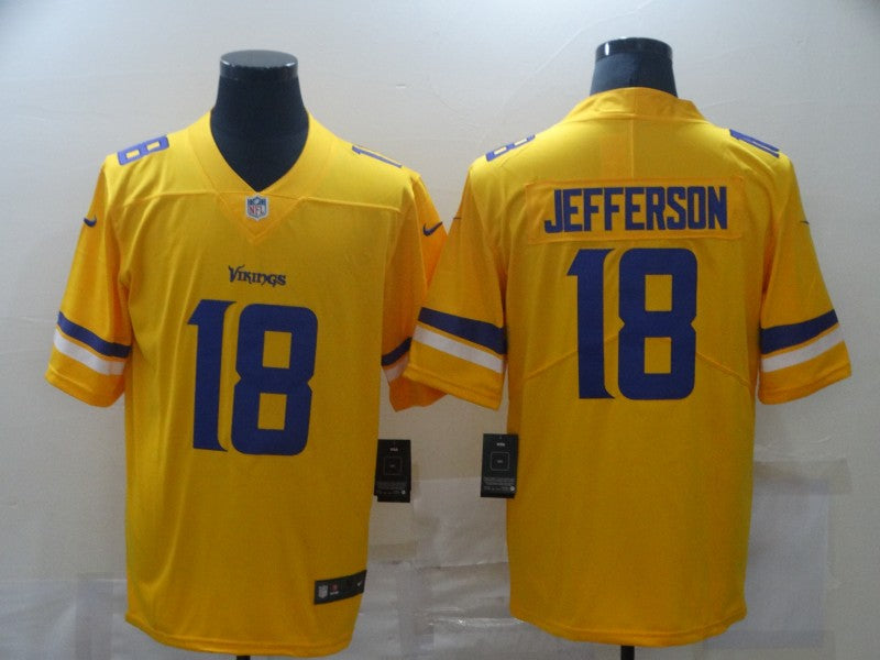 Men's Minnesota Vikings Justin Jefferson #18 Yellow Inverted Legend Jersey1