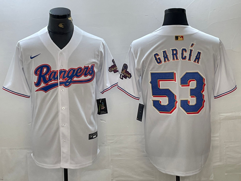 Men's Texas Rangers Adolis Garcia #53 White 2024 Gold Collection Limited Player Jersey1