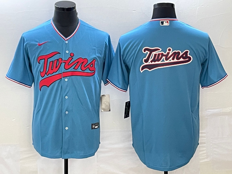 Men's Minnesota Twins Blue Replica Player Logo Jersey1