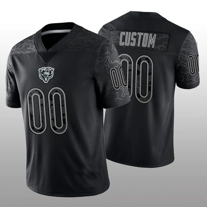 Custom1 Chicago Bears Football Stitched Black RFLCTV Limited Jersey1 Stitched Jersey1 Football Jerseys