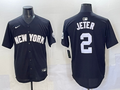 Men's New York Yankees Derek Jeter #2 Black Lights Out Replica Player Jersey