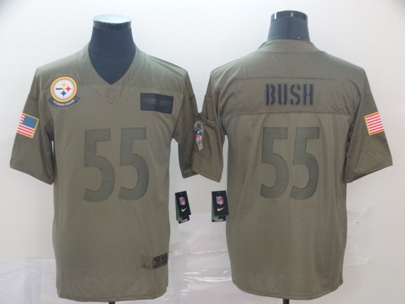 Men's Pittsburgh Steelers Devon Bush Jr. #55 Brown Game Jersey1