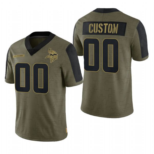 Custom1 Minnesota Vikings Olive 2021 Salute To Service Limited Football Jerseys