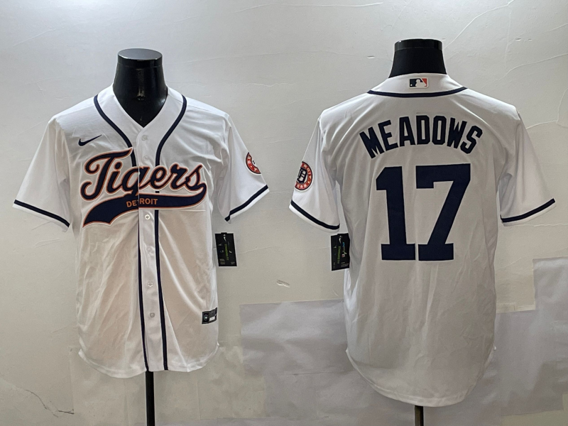 Men's Detroit Tigers Austin Meadows #17 White Player Jersey