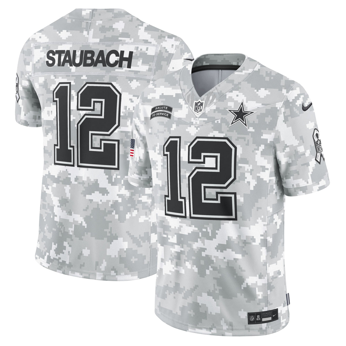 Roger Staubach Dallas Cowboys  2024 Salute to Service Retired   Limited Jersey - Arctic Camo
