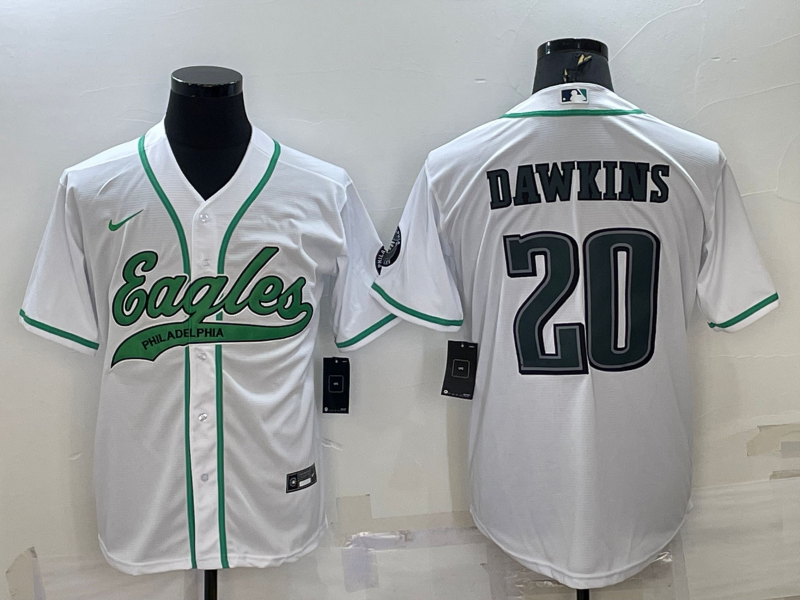 Men's Philadelphia Eagles Brian Dawkins #20 White Game Jersey1 Joint Edition