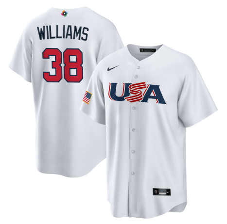 Men's 2023 World Baseball Classic #38 Devin Williams USA White Jersey1