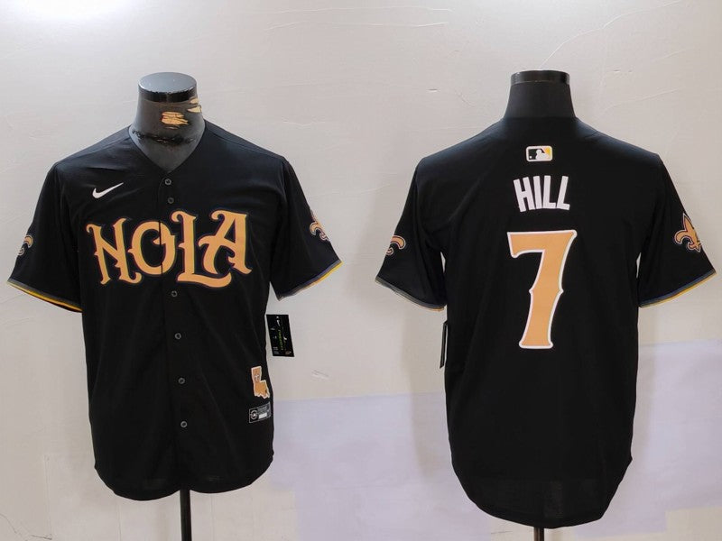 Men's New Orleans Saints Taysom Hill #7 Black Player Game Jersey1