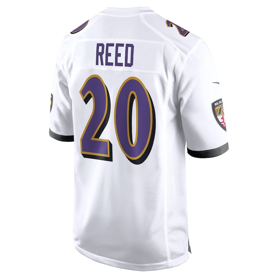Ed Reed 20 Baltimore Ravens Men Retired Game Jersey - White