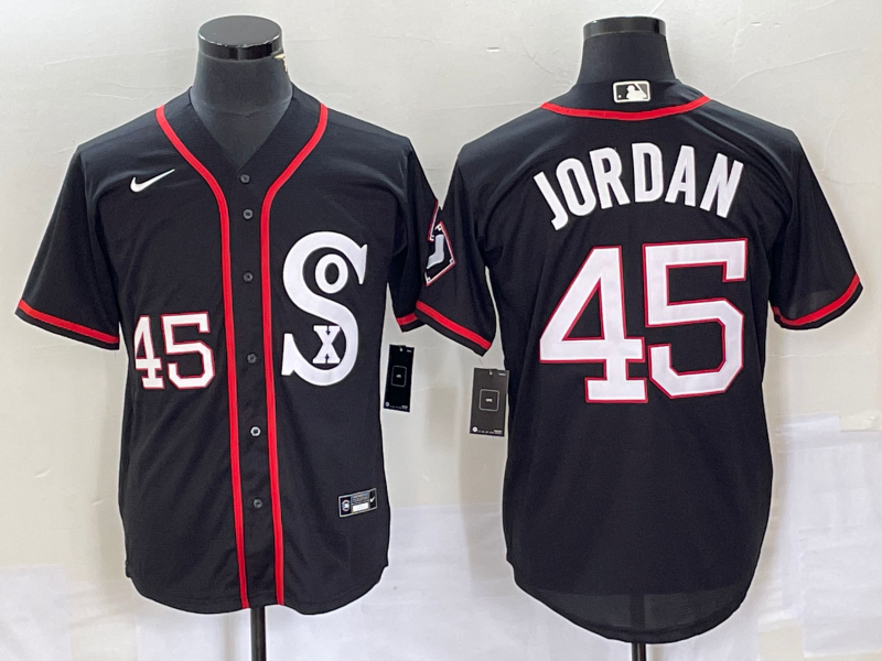 Men's Chicago White Sox Michael Jordan #45 Black Authentic Game Jersey1