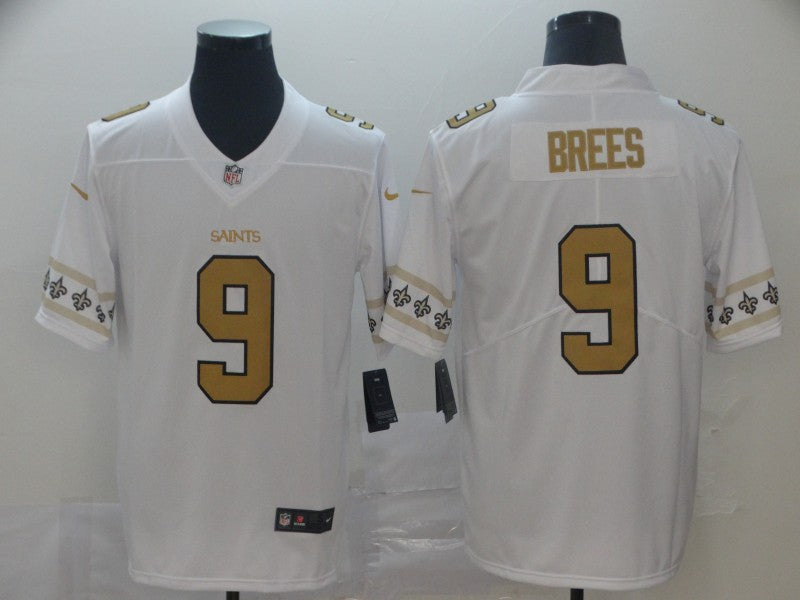 Men's New Orleans Saints Drew Brees #9 White Player Game Jersey1