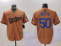 Men's Los Angeles Dodgers Mookie Betts #50 Brown Game Player Jersey1