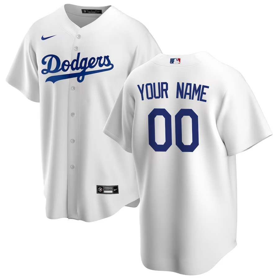 Men's Los Angeles Dodgers White Home Replica Custom Jersey1