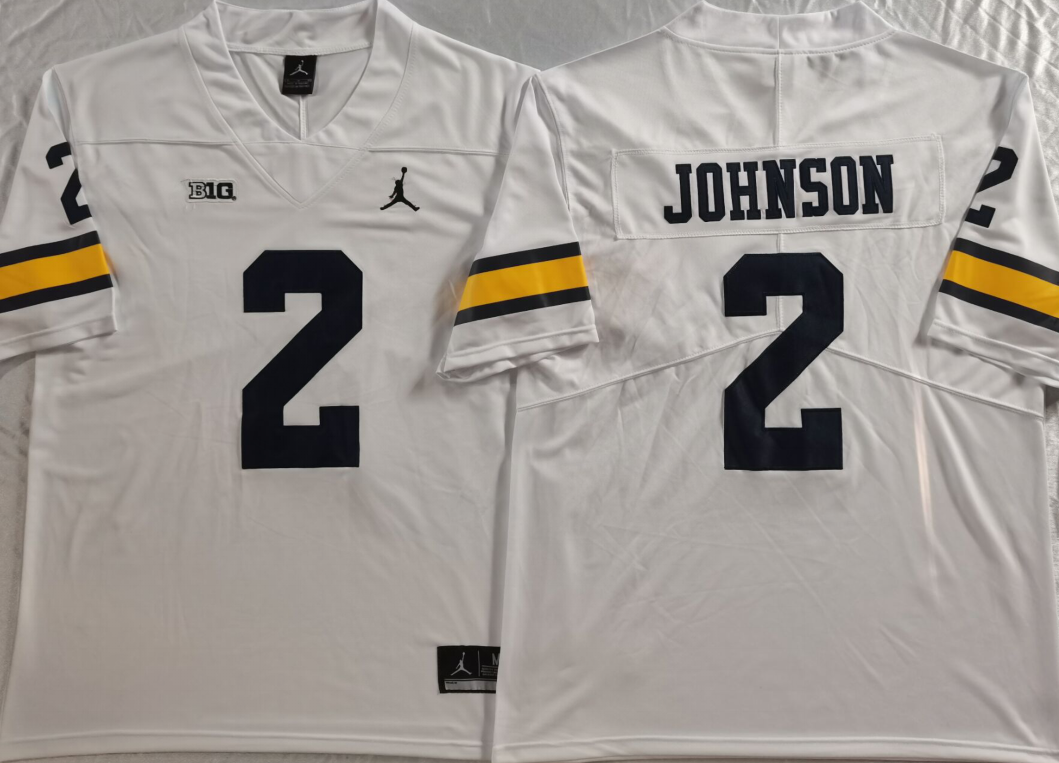 Men's Michigan Wolverines Will Johnson #2 White Game Jersey