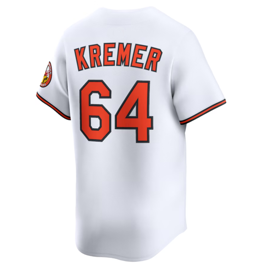 #64 Dean Kremer Player B.Orioles White Alternate Limited Baseball Jerseys