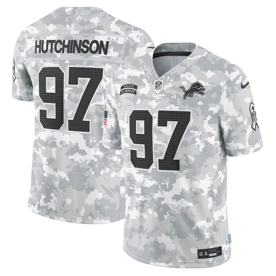 Aidan Hutchinson #97 Detroit Lions Arctic Camo Salute to Service Limited Jersey - National Football League 2024