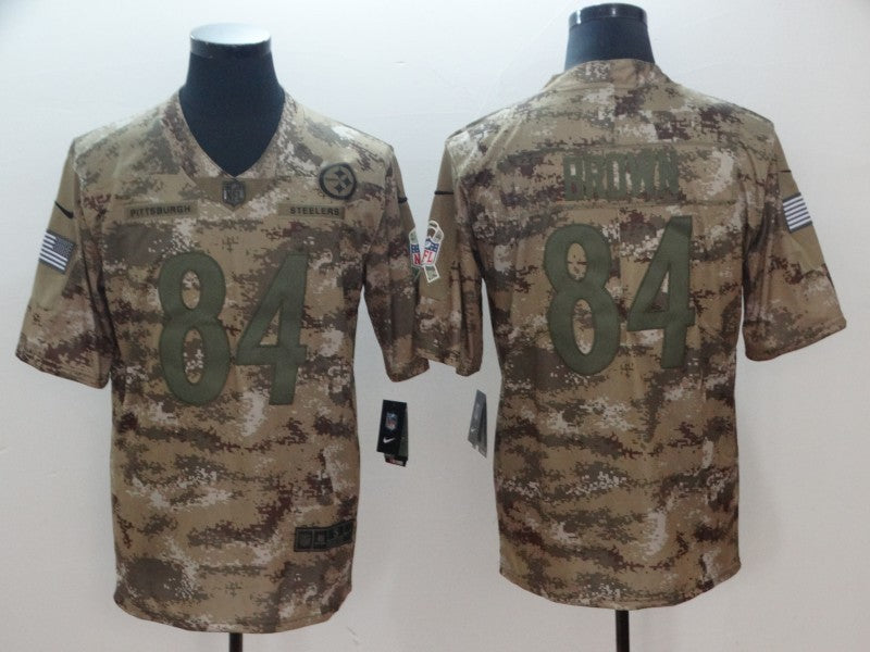 Men's Pittsburgh Steelers Antonio Brown #84 Camouflage Game Jersey1