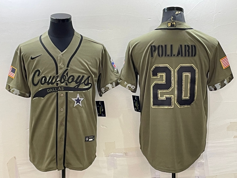 Men's Dallas Cowboys Tony Pollard #20 Olive 2022 Salute To Service Limited Jersey1 Joint Edition