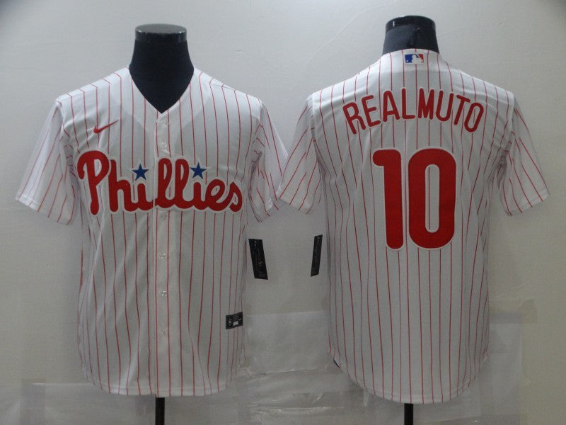 Men's Philadelphia Phillies J.T. Realmuto #10 White Replica Baseball Jersey1