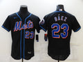 Men's New York Mets Javier Baez #23 Black Replica Baseball Jersey1