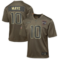 Youth New England Patriots Drake Maye  Olive 2025 Salute to Service Game Jersey