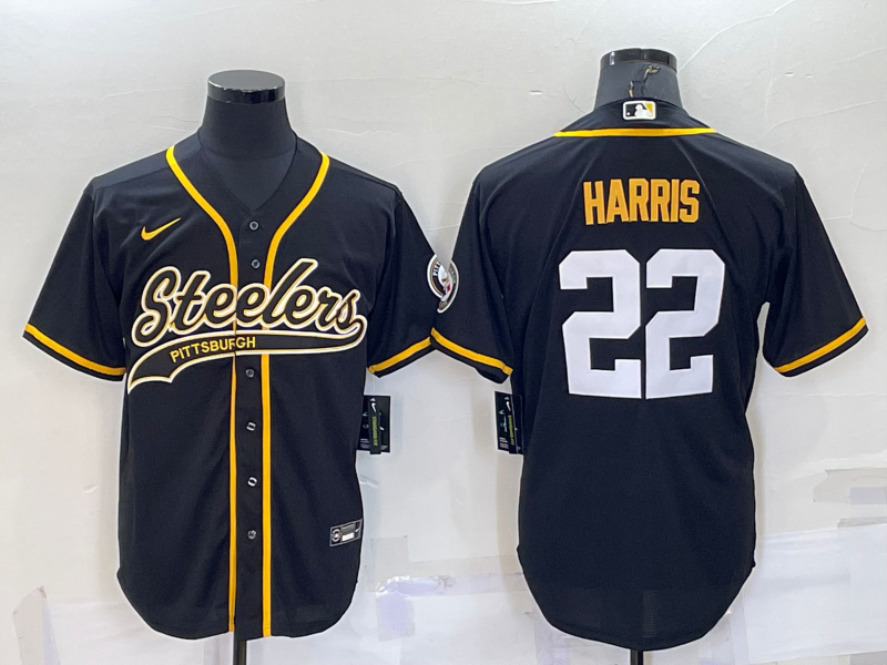 Men's Pittsburgh Steelers Najee Harris #22 Black Player Jersey1