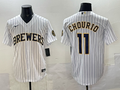 Men's Milwaukee Brewers Jackson Chourio #11 White Replica Player Jersey