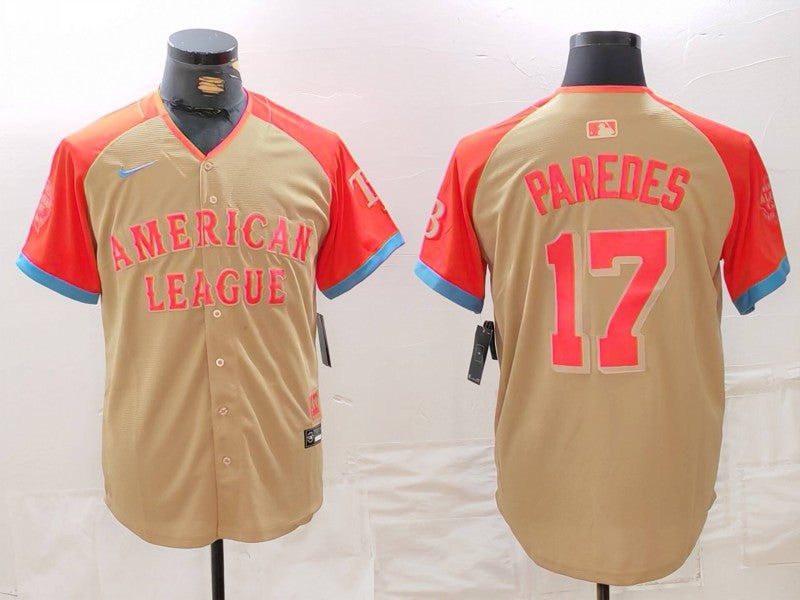 Men's American League Isaac Paredes #17 Cream 2024  All-Star Game Limited Player Jersey1