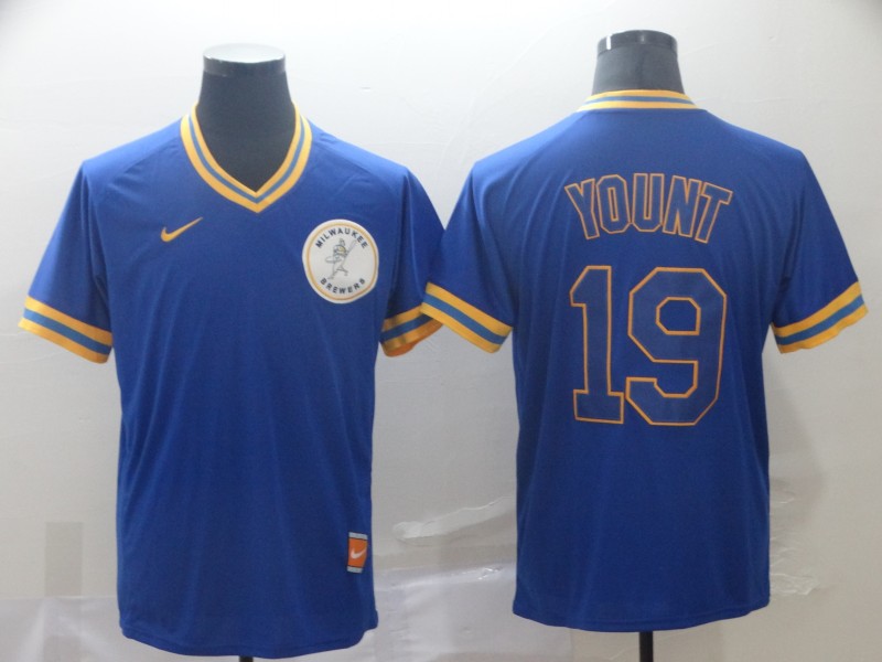 Men's Milwaukee Brewers Robin Yount #19  Blue Player Jersey