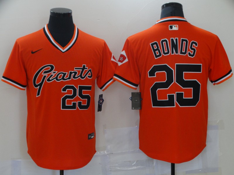 Men's San Francisco Giants Barry Bonds #25 Orange Replica Player Jersey1