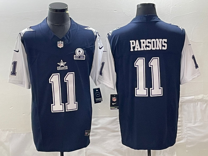 Men's Dallas Cowboys Micah Parsons #11 Navy Game Jersey1