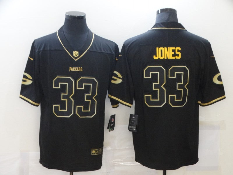 Men's Green Bay Packers Aaron Jones #33 Black Player Game Jersey1