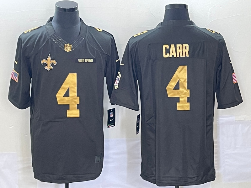 Men's New Orleans Saints #4 Derek Carr Black Game Player Jersey1