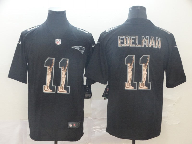 Men's New England Patriots Julian Edelman #11 Black Player Game Jersey1