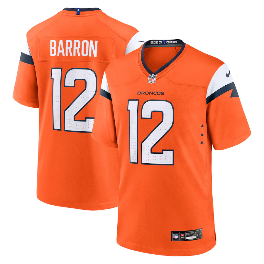 Men's Denver Broncos Jahdae Barron  Orange 2025  Draft First Round Pick Game Jersey