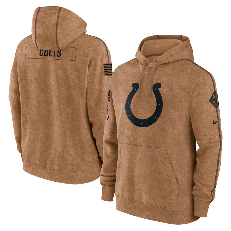 Men's Indianapolis Colts Brown 2023 Salute To Service Club Pullover Hoodie1