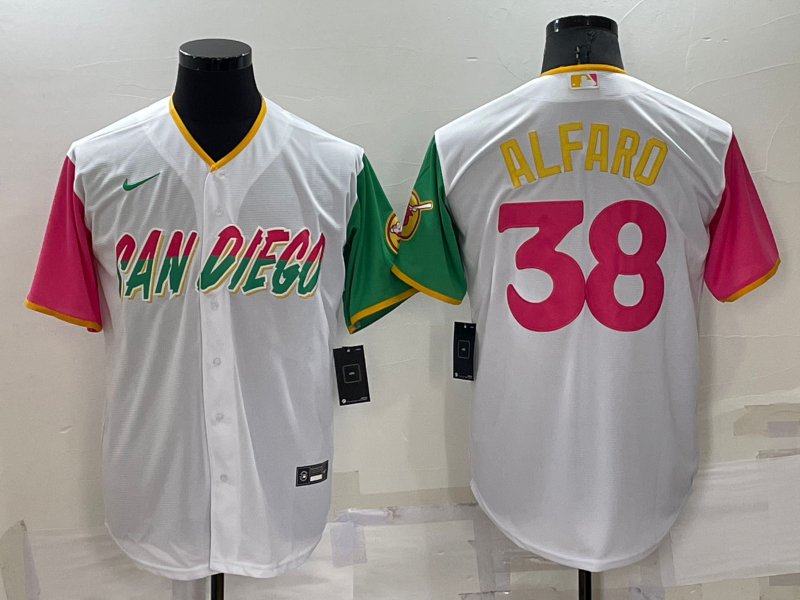 Men's San Diego Padres Jorge Alfaro #38 White Player Stitched Jersey