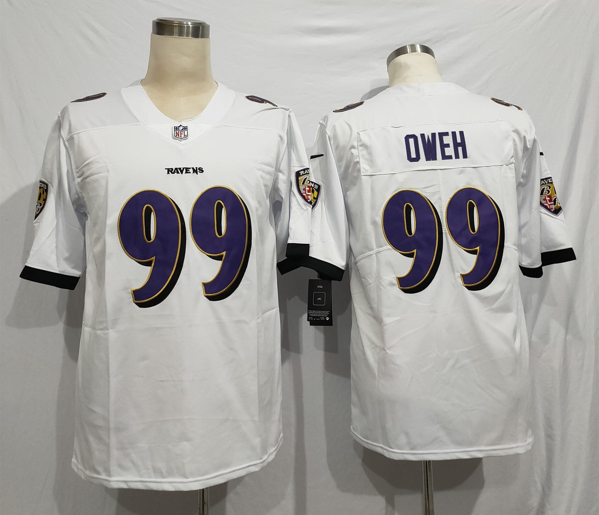 Men's Baltimore Ravens Odafe Oweh #99 White Game Jersey1