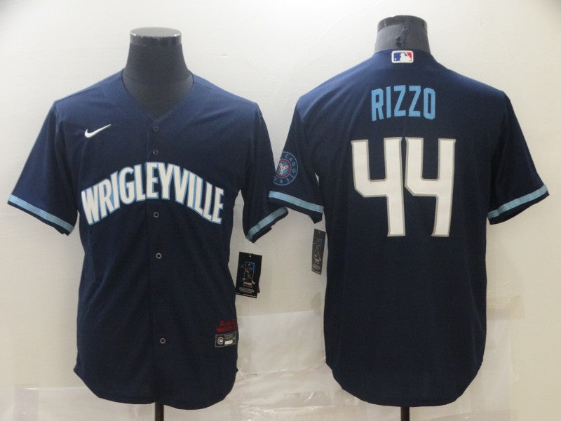 Men's Chicago Cubs Anthony Rizzo #44 Navy Replica Baseball Jersey1
