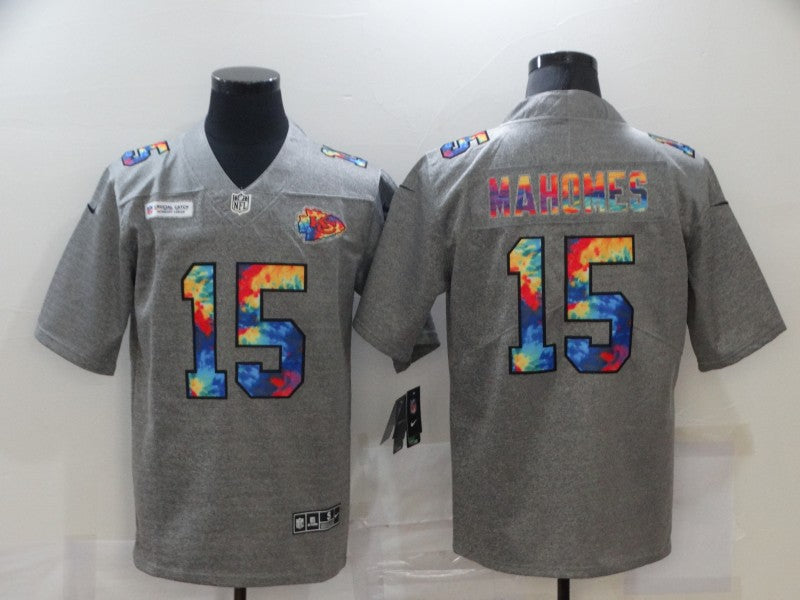 Men's Kansas City Chiefs Patrick Mahomes #15 Gray Game Player Jersey1
