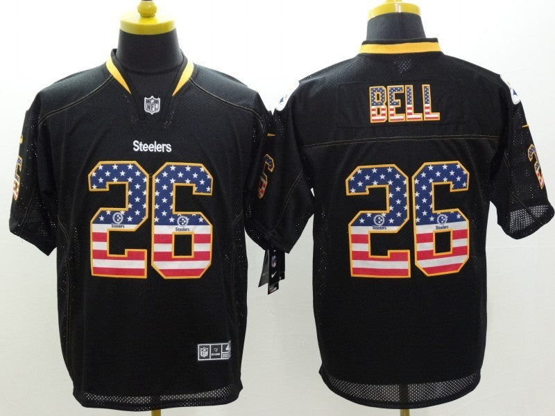 Men's Pittsburgh Steelers LeVeon Bell #26 Black Player Game Jersey1