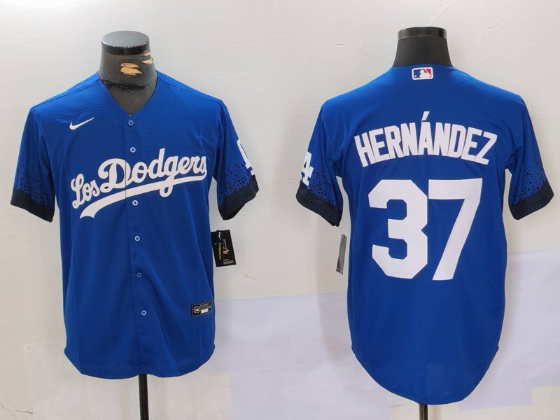 Men's Los Angeles Dodgers Teoscar Hernandez #37 Royal Game Jersey1