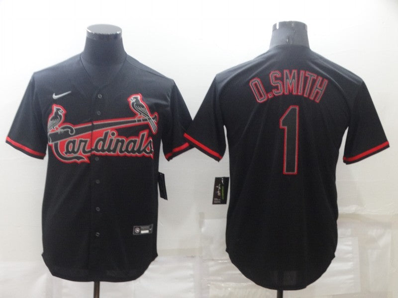 Men's St. Louis Cardinals Ozzie Smith #1 Black Replica Baseball Jersey1