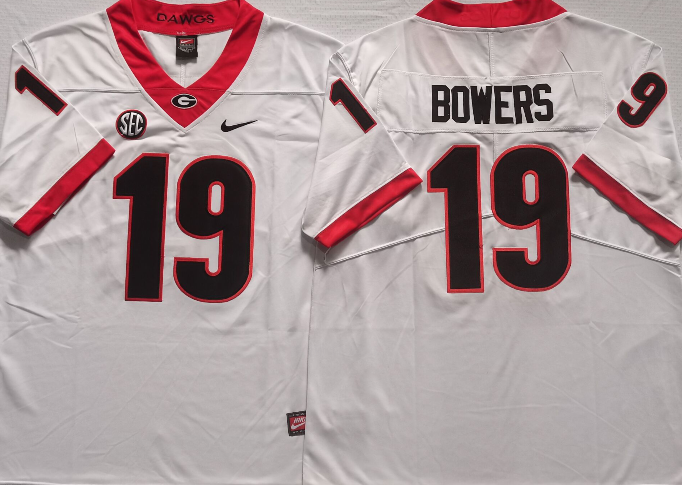 Men's Georgia Bulldogs Brock Bowers #19 White Player Game Jersey