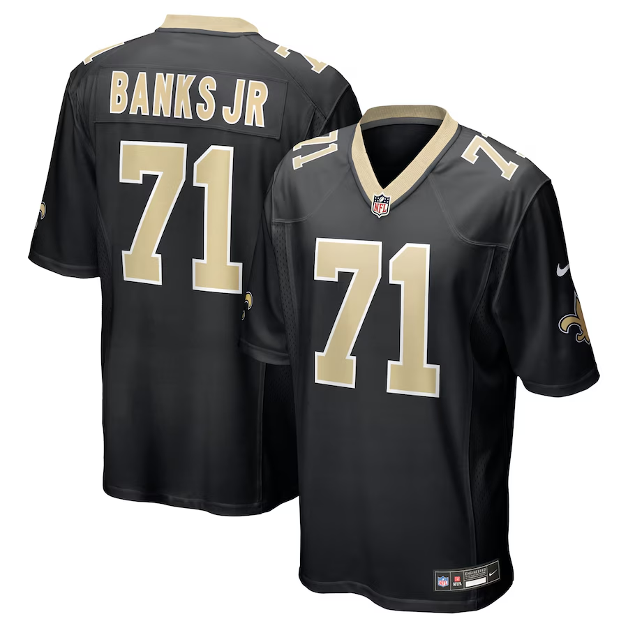 Men's New Orleans Saints Kelvin Banks Jr.  Black 2025  Draft First Round Pick Game Jersey