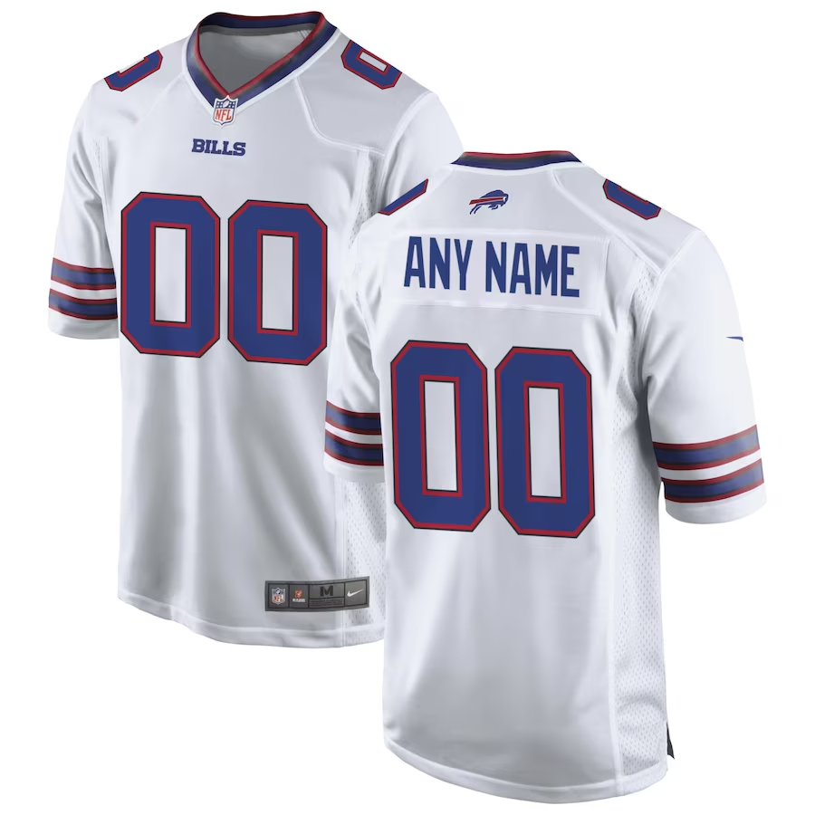 Custom1 Buffalo Bills White Game Jersey1