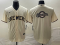 Men's Milwaukee Brewers Cream Home Replica Team Jersey1
